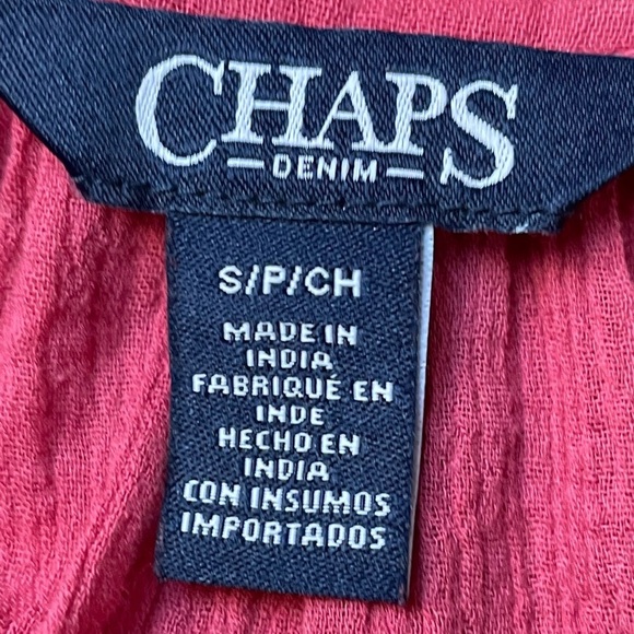 Chaps Pale Red Crocheted Lace Blouse top. Size Small - Picture 6 of 13